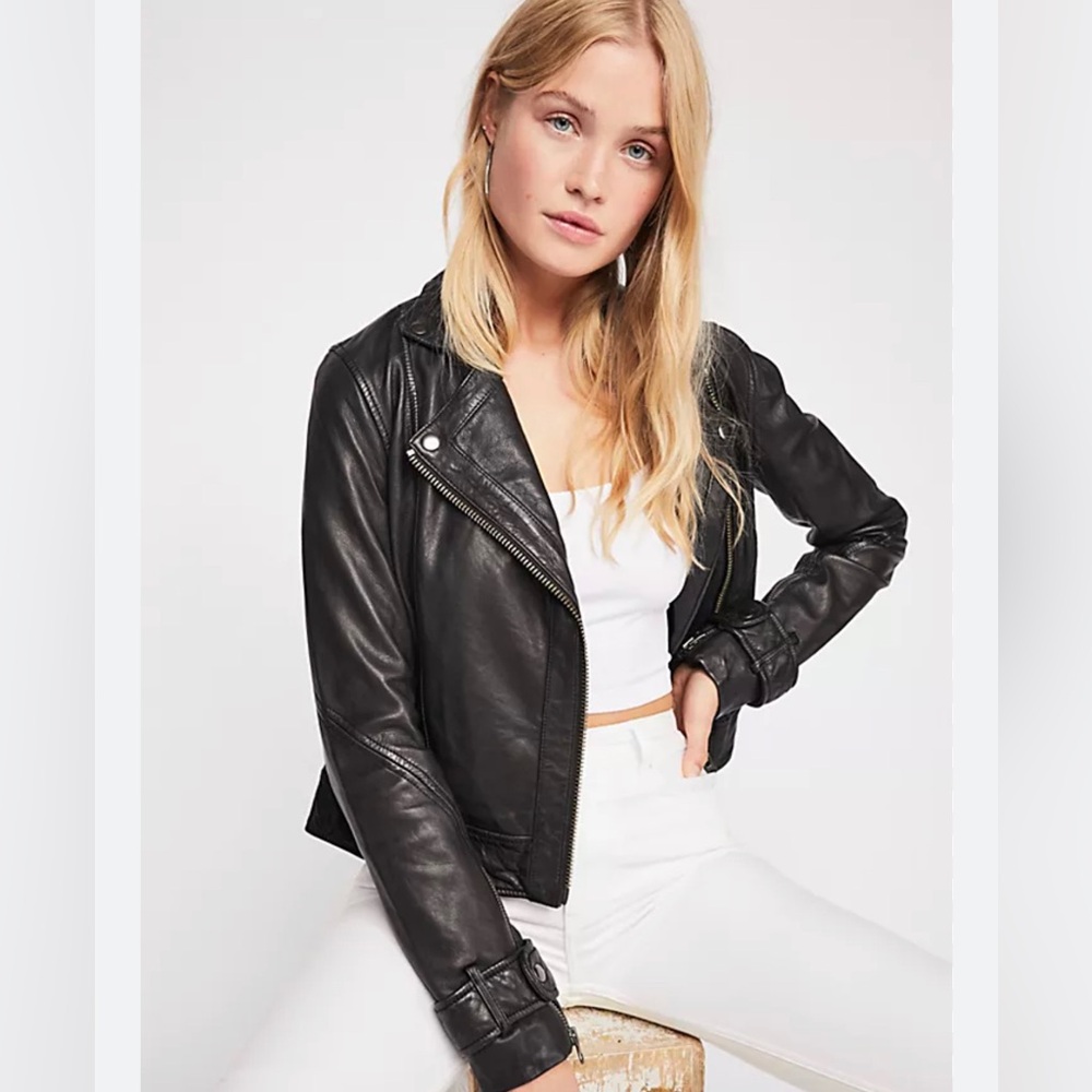 Free People real leather jacket size 4